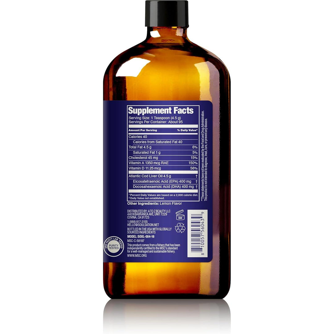 Soulsation Icelandic Cod Liver Oil Liquid, Lemon (16oz)