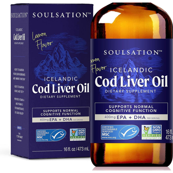 Soulsation Icelandic Cod Liver Oil Liquid, Lemon (16oz)