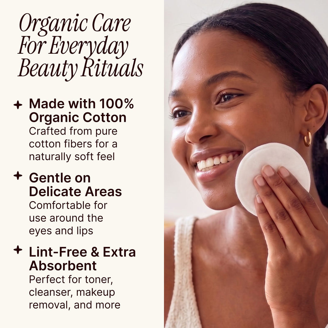 Soulsation Organic Cotton Rounds made from 100% organic cotton with a soft, lint-free design for gentle skincare.