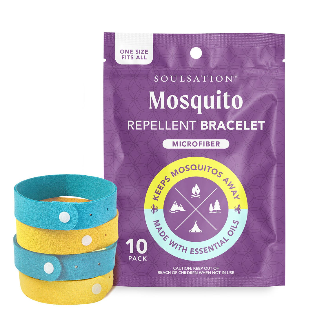 Soulsation Mosquito Repellent Bracelets 10-pack with adjustable DEET-free mosquito repellent bands for outdoor protection.