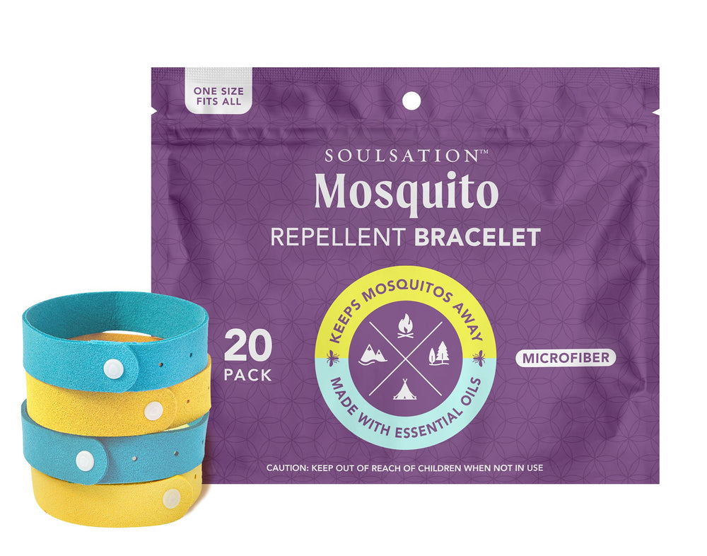Soulsation Mosquito Repellent Bracelets 20-pack with adjustable DEET-free wristbands for mosquito protection.