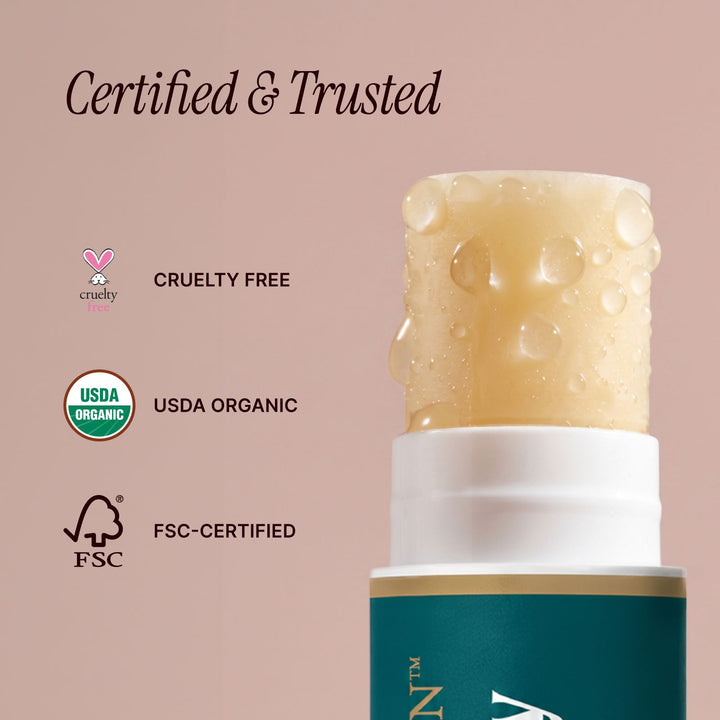 Close-up of Soulsation Organic Lip Balm stick made with natural ingredients for smooth, nourished lips