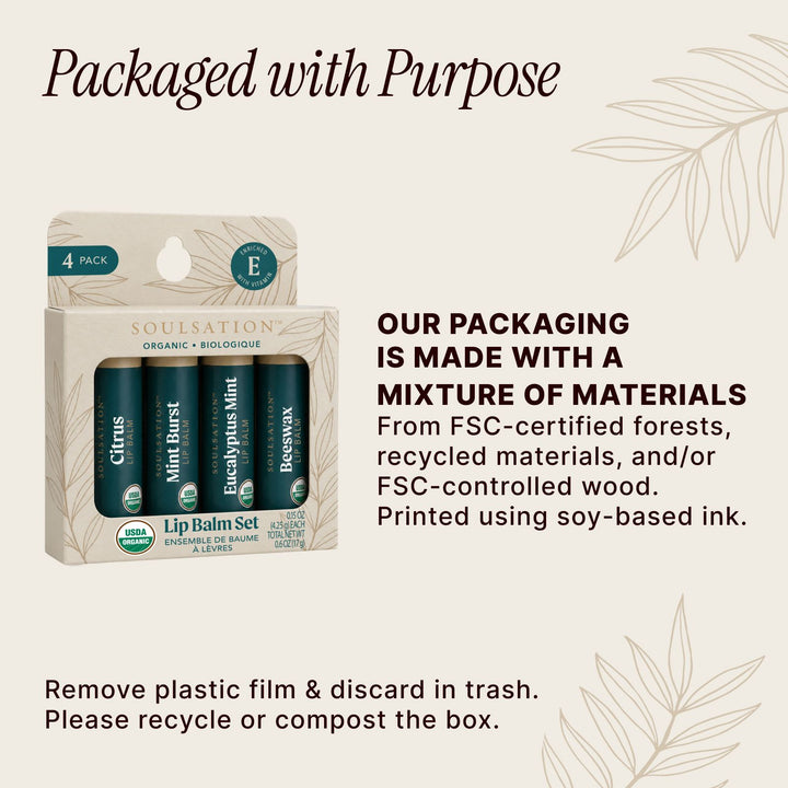 Soulsation Organic Lip Balm Set made with premium natural ingredients and eco-conscious packaging