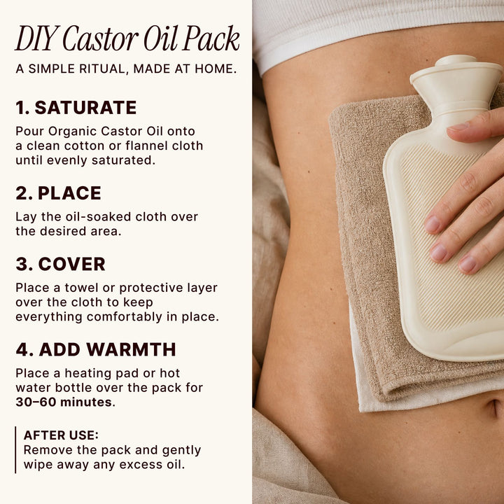 DIY castor oil pack instructions for nourishing and moisturizing skin