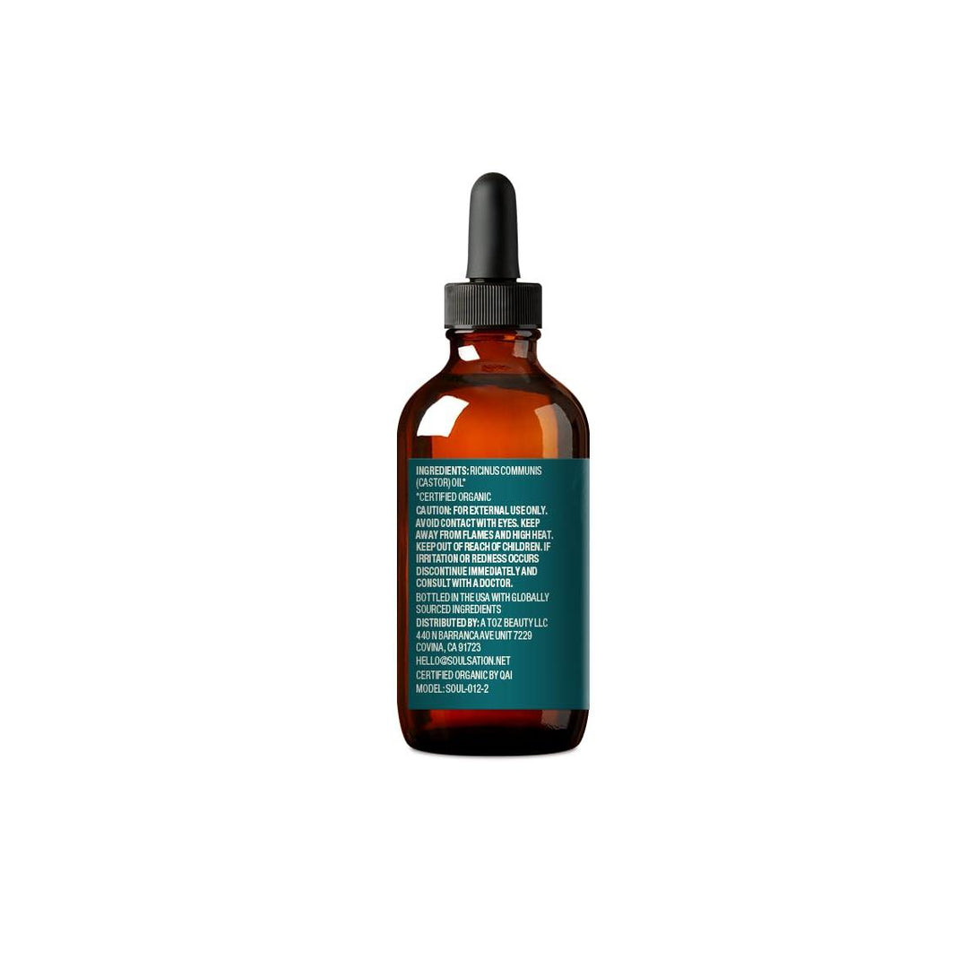 Soulsation Organic Castor Oil with Eyelash Kit, 2oz - 100% Pure, for Eyelashes, Hair & Skin | Natural Cold Pressed
