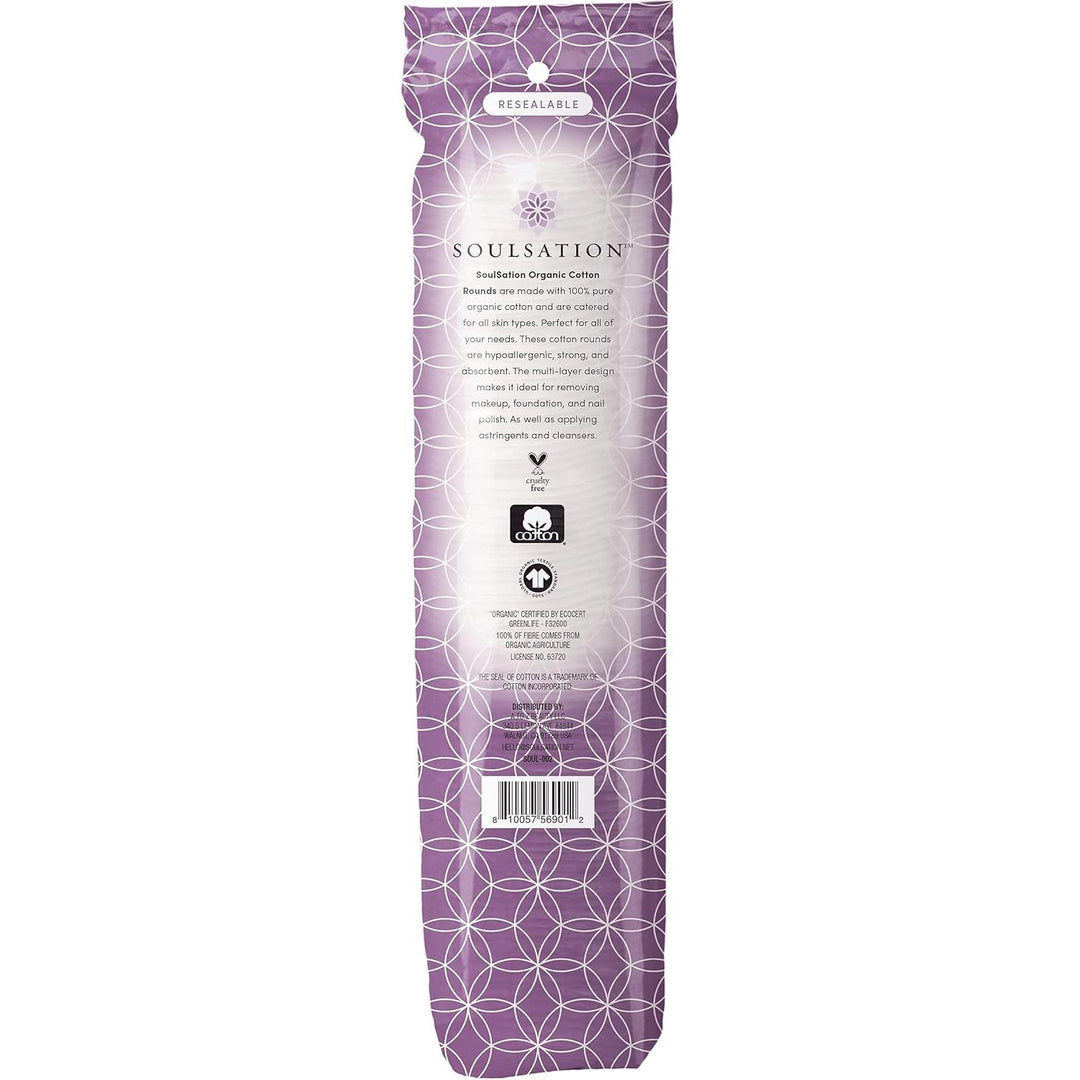 Soulsation Organic Cotton Rounds - Makeup Remover Pads for Face
